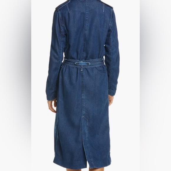 Rag & Bone Women’s Dark Blue Denim Trench Coat w/ Belt  Size SP - Picture 3 of 6
